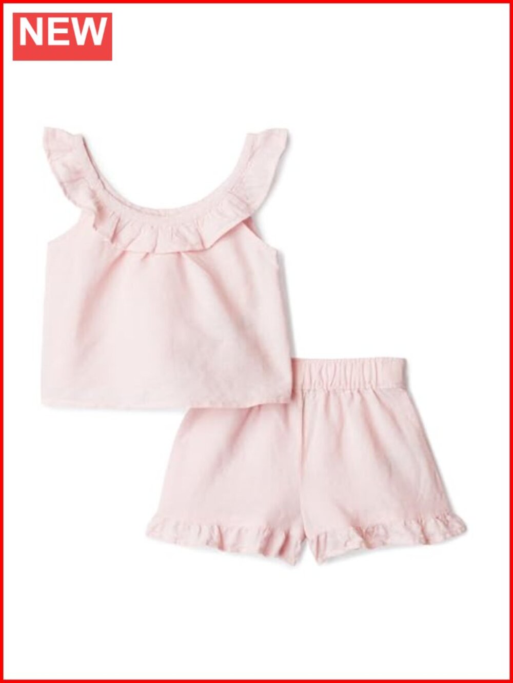 Toddler Baby Girls Cotton Linen Ruffle Top & Shorts Set Sleeveless